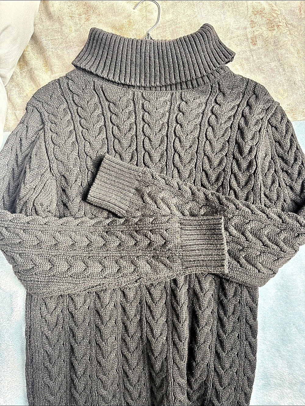Xray Cable Knit Cowl Neck Sweater in Black Size Medium